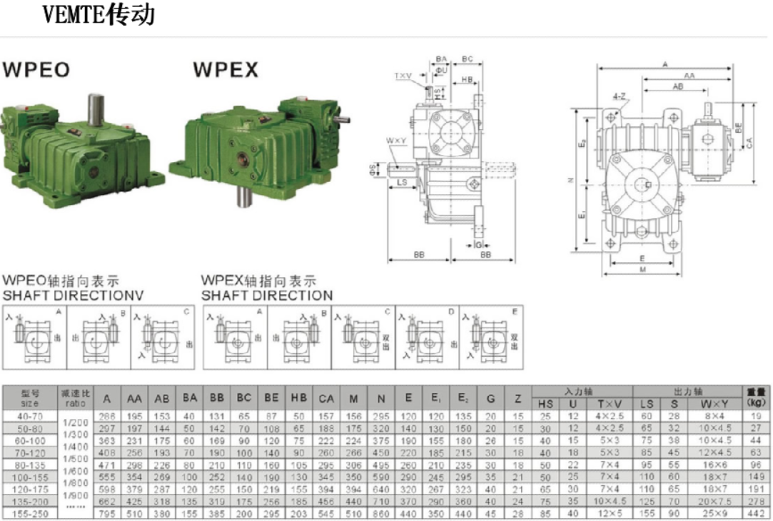 WPEO減速機安裝尺寸圖紙