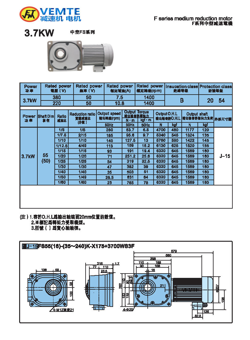 縮框型3.7KW-空心軸